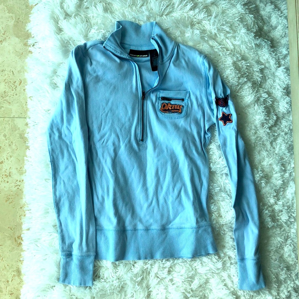 DKNY Jeans juniors size medium light blue zip up